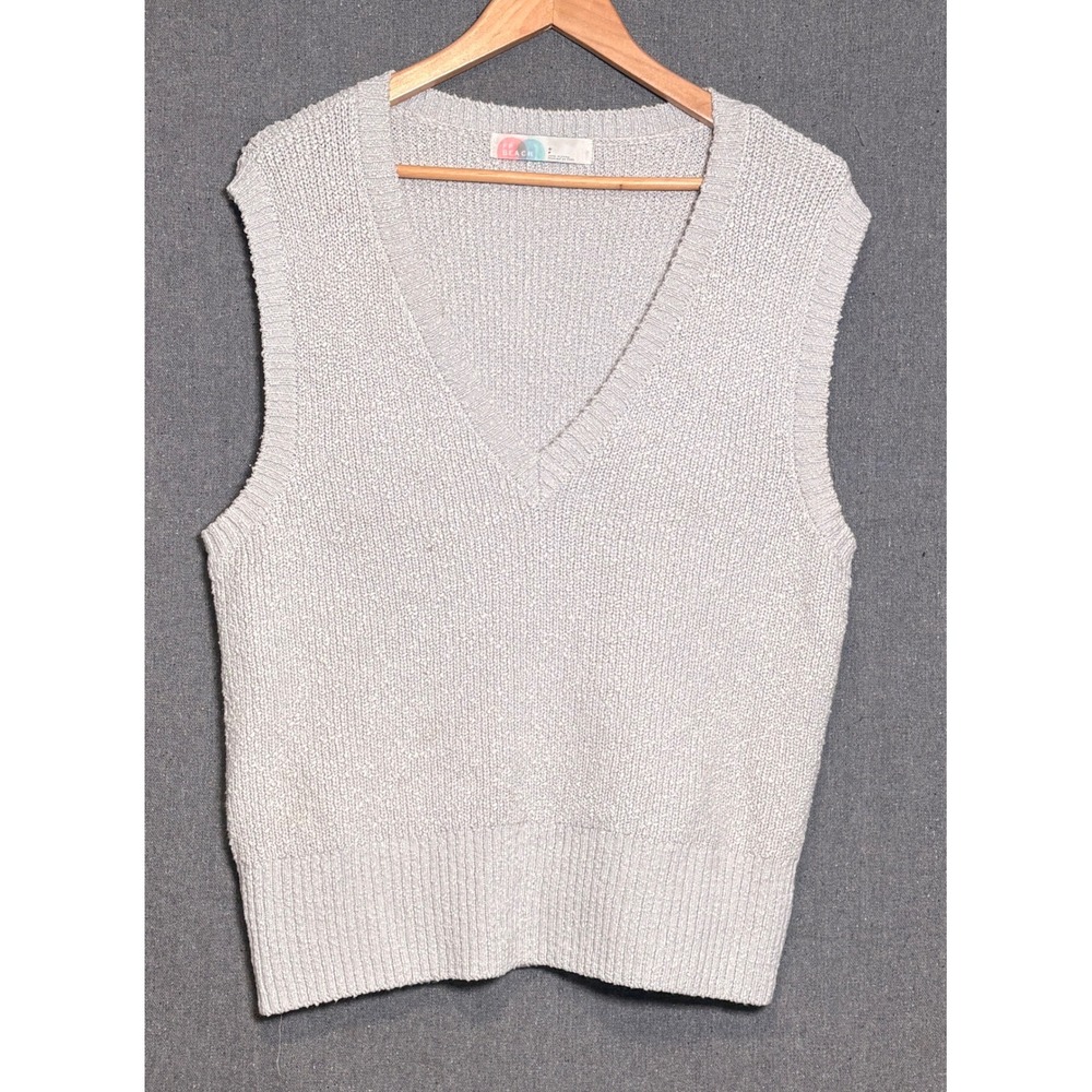 Free People Beach Womens V-Neck Knit Sweater Vest Light Blue Gray Size SM